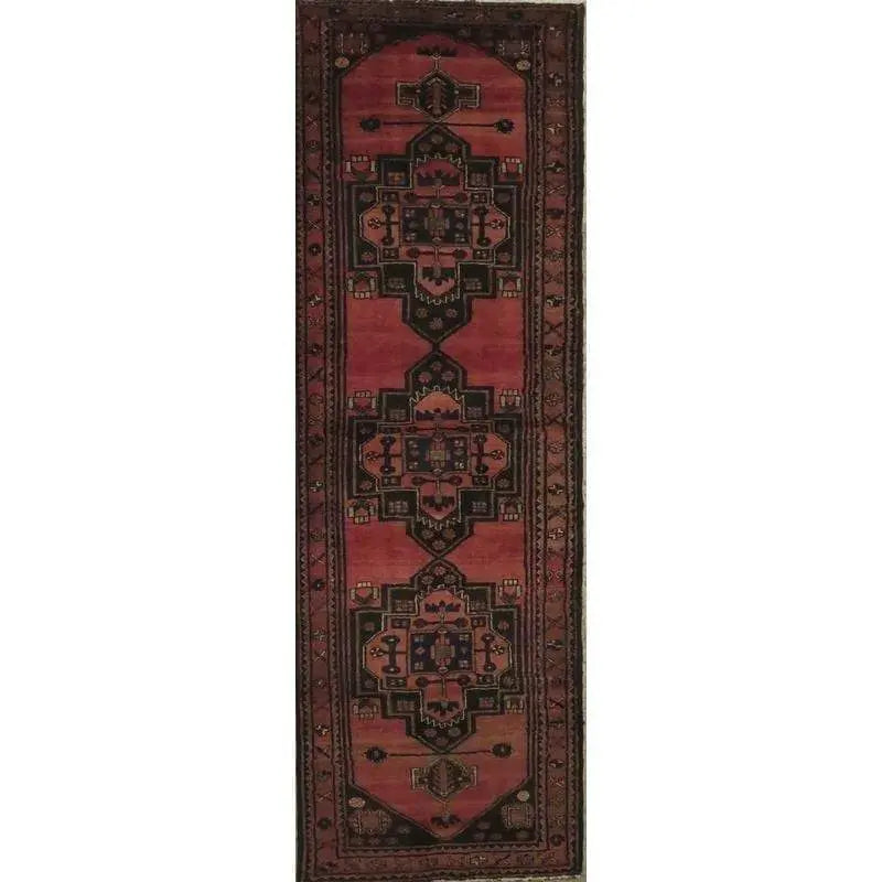 One Of The Kind Hand-Knotted Persian Wool Rug _ Luxurious Vintage Design, 10'5" x 2'6", Artisan Crafted